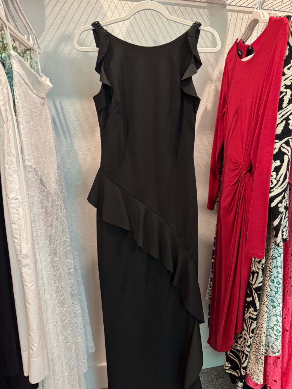 Lauren Ralph Lauren Black Ruffle-Accent Maxi Dress